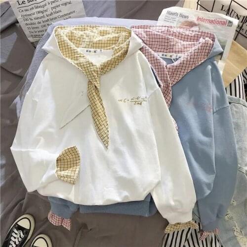 Hooded Sweatshirt Women 2021 New Korean College Style Loose Student Long-Sleeved Autumn Winter Plus Velvet Thick Coat