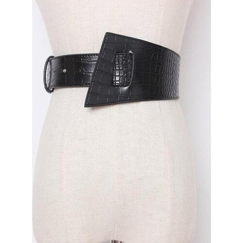 Womens runway fashion pu leather Cummerbunds female vintage Dress Corsets Waistband Belts decoration wide belt R2173