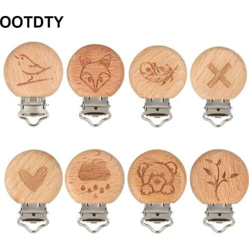 1 pc Baby Beech Wooden Pacifier Clip Baby Teether Rodent Cartoon DIY Pacifier Chain Nipple Holder Accessories Nurse Gift Teethin