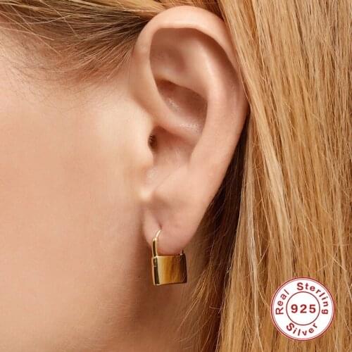 1 Pc Unique Design Gold Lock Hoop Earrings for Women Small Safety Pin Earrings Hoops Fashion Trendy Women Jewelry anillos