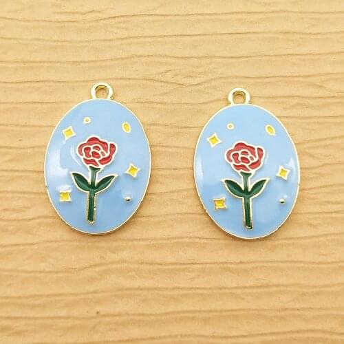 10pcs 16x23mm enamel flower charm for jewelry making fashion earring pendant cute bracelet charm necklace charms diy finding