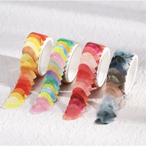 100pcs/Roll Colorful Love Heart Shape Masking Tape Hand Drawn Color Washi Tape DIY Scrapbooking Lace Tape Sticker