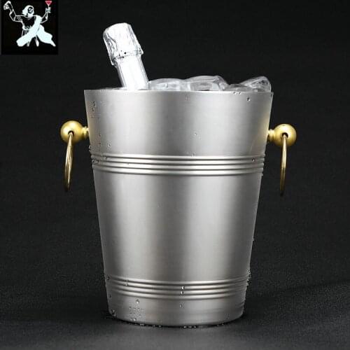 2L/4L European Style Stainless Steel Ice Bucket Wine Champagne Wine Chiller Wine Bottle Cooler Beer Chiller Ice Barrel Bar Tools