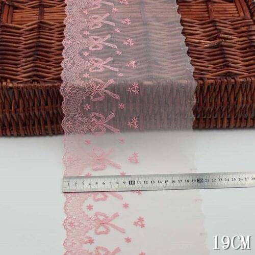 29Yards Bows Pink Flowers Edge Embroidered Lace Trim Dress Sewing Mesh Fabric Lingerie Lace Handmade Clothes Accessories 19cm