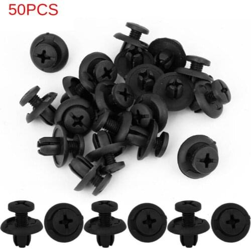 50Pcs Car 8mm Hole Plastic Rivets Fastener Push Clip Black Auto Vehicle Door Trim Panel Retainer Fastener Clips For Toyota Honda