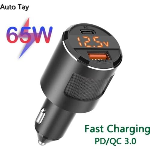 65W PPS Car Charger USB Type C Dual Port PD QC Fast Charging for Laptop Translucent Car Phone Charger for IPhone Samsung
