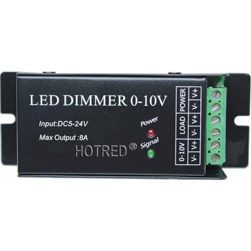 Airmail shipping, input 0-10V dimmer singal,1 channel 8A,12V 96W,24V 192W,black color shell led dimmer for flexible led strip
