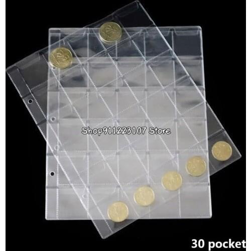 10PCS album for coins albums page 20/30/42 pocket coins collection PVC transparent inside pages 250 x 200 mm coins loose leaf