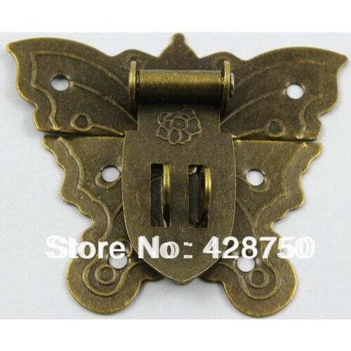 Antique Brass Butterfly Jewelry Box Hasp Latch Lock 59x50mm with Screws