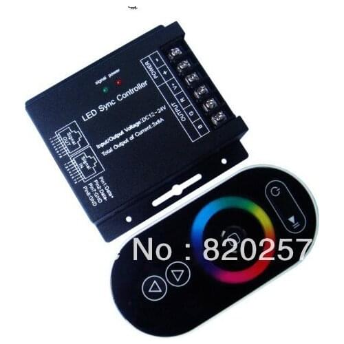 Free shipping 5pcs/lot RGB Touch Sync Controller DC12-24V, 3*8A, with touch color ring remote