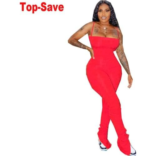 Casual Stacked Sweatpants Women Trousers Overalls Pants Solid Romper Off Shoulder Bodycon Skinny Jumpsuit Clubwear Dropshipping