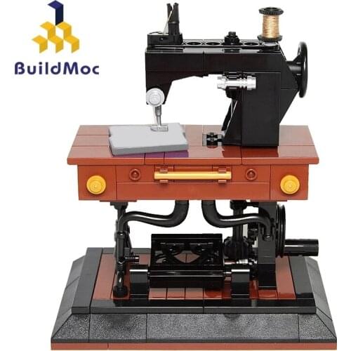 BuildMoc Creator Classic Sewing MachineTailor Worker Figures Machines Buildings Blocks MOC Creator Bricks Toys For Children Gift