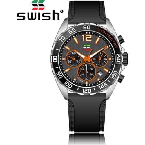 2021 SWISH New Fashion Mens Watches Top Brand Luxury Waterproof Wristwatch Silicone Sport Watch Men Quartz Date Clock Chronogra