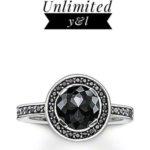 Black Round Cubic Zirconia Open Rings Trendy Style Silver Fashion Jewelry Accessories for Women and Men Gifts