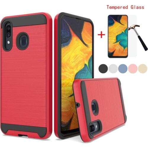 For Samsung Galaxy A20/A30/A50 2 In 1 Hybrid Brushed Armor Case Anti Shock Protective Soft TPU & Hard Back Cover