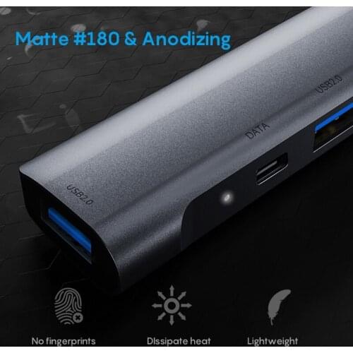 H7JF USB-C Type C 3.0 Docking Station Muiti-Functional 5 in1 Hub 60W PD Charger Compatible with MacBook Pro Air XPS and More