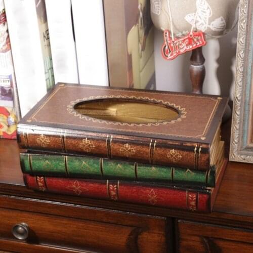 Creative Europe Rectangle Napkin Paper Retro Style Book Tissue Box Luxurious Box Holder Ring Tissue Storage Box Table Decoration