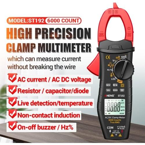 ANENG ST192 igital Clamp Meters Multimeter 60A/600A Tester AC/DC Current 6000 Counts True RMS Capacitance NCV Ohm Hz Transistor