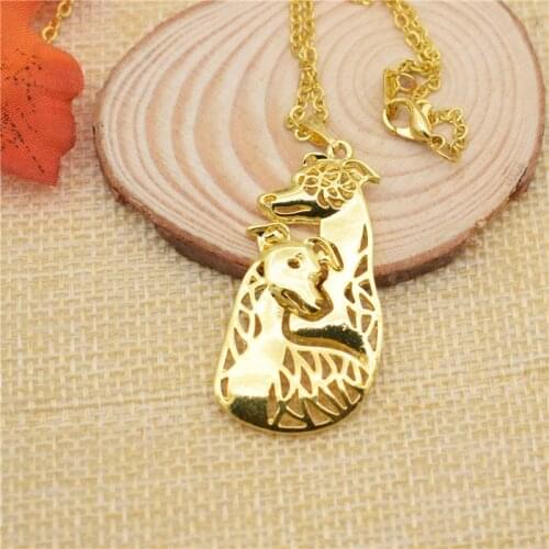 LPHZQH Fashion Accessory Cartoon Boho Chic Whippet Couple Dog Choker Necklace Pendant Women Necklace Jewelry Christmas Gift Punk