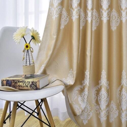 New Mediterranean Style Simple Modern Curtain Polyester European Jacquard Printing High Shading Curtains for Living Room Bedroom