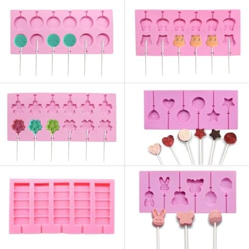 New Cute Flower Round Silicone Lollipop Molds Jelly and Candy Molds Cake Mold Variety Shapes Cake Decor Form Silicone Bakeware