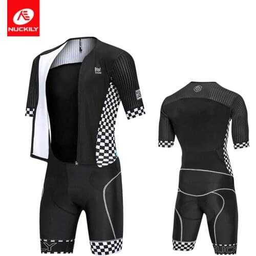 NUCKILY Summer Run Bike Cycling Clothing Mens Sets Skinsuit Bicycle Jumpsuit Triathlon Suits Ciclismo Mtb Cycle Clothes Jersey