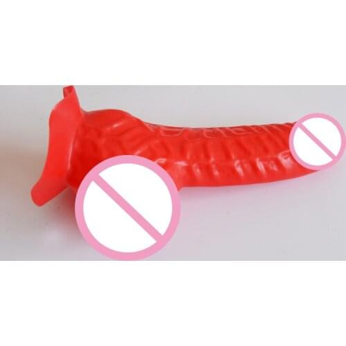 Hot natural red latex condom penis sheath adult male fetish