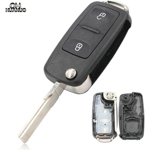 Remote Key Shell 2 Buttons Flip Remote Key Replacement Shell Case for VW Amarok/Crafter/Touareg 2011