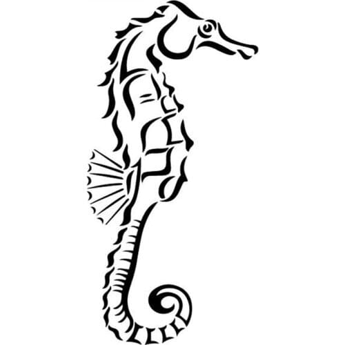 Car Stickers Seahorse PVC Decals Car Stickers Body Decoration Accessories Creative Waterproof Sunscreen Black/white,17cm*8cm