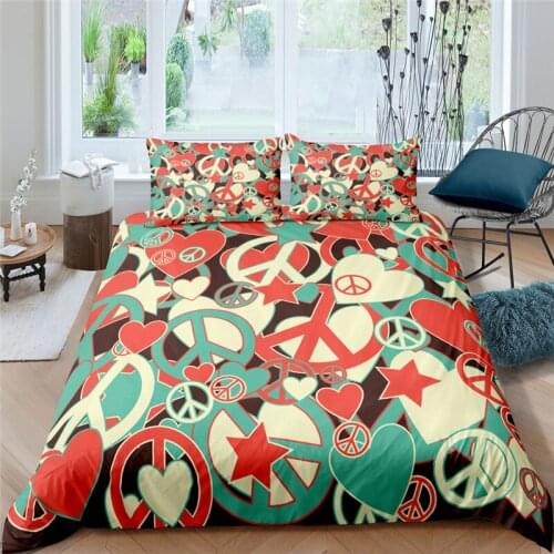 Luxury 3D Heart and Stars Print 2/3Pcs Kids Camouflage Bedding Set Duvet Cover Pillowcase Home Textile Queen and King Size