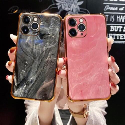 Silicone Phone Case Plating Marble Luxury Cute for Iphone 11 Pro Max Xsmax XR XS 8 7 Plus Ultra-thin Shockproof Protection Cover