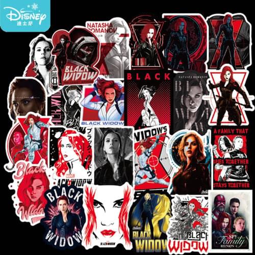 10/50Pcs Disney Black Widow Stickers Waterproof Skateboard Guitar Laptop Luggage Helmet Motorcycle Cartoon Cool Sticker Kids Toy