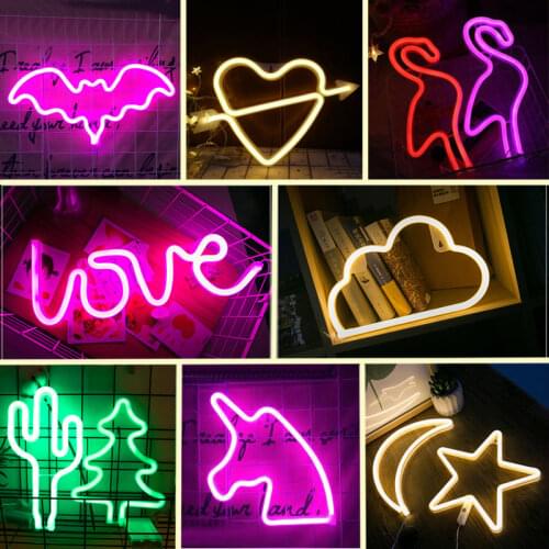 LED Neon Light Rainbow Wall Art Sign Lights Hello Bedroom Decoration Hanging Neon Lamp Home Party Holiday Decor Xmas Gift