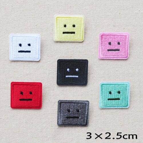 Iron On patch applique clothes decorative stickers pants down jacket repair stickers square smiley stickers Random 3 colors