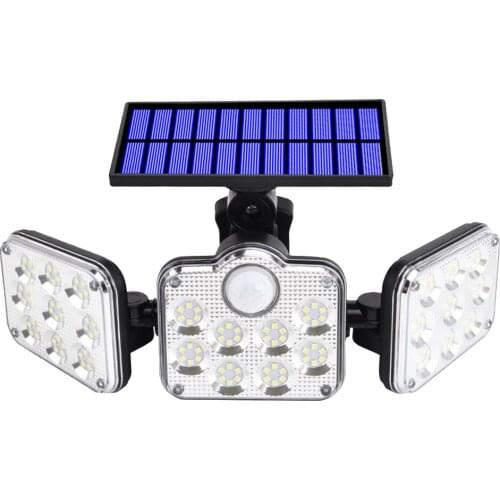Outdoor Lamp 145/122LEDs 3 Heads Light Street Waterproof PIR Sensor Solar Charge for Household Outdoor Courtyard Ornament