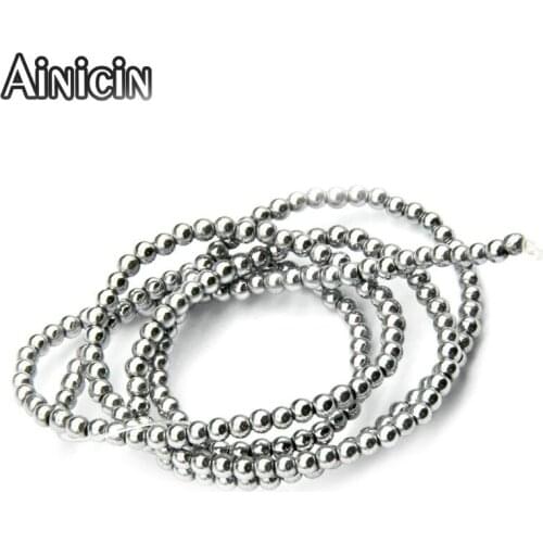 High Grade 2mm Silver Plating Hemattie Round Beads 16'' DIY Spacer Strand Loose Beads For Jewelry Making