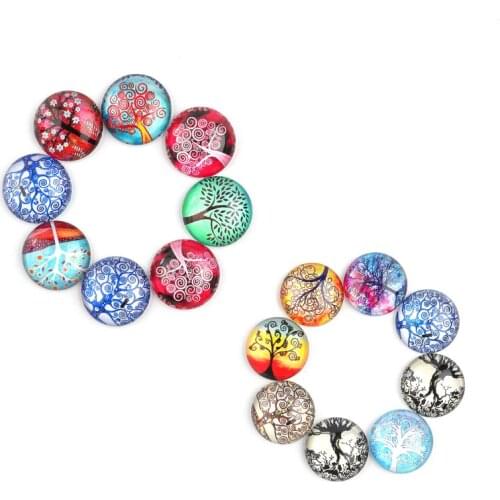 Xinyao 20pcs/lot 10pcs/lot 10mm/12mm/14mm/18mm/20mm/25mm Tree Of Life Pattern Glass Round Cabochon for DIY Jewelry Findings