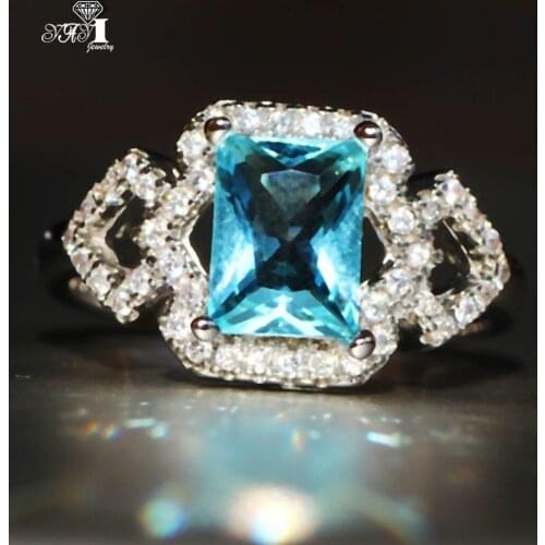 YaYI Jewelry Fashion Princess Cut 4.6 CT Sea blue Zircon Silver Color Engagement Rings wedding Rings Party Rings