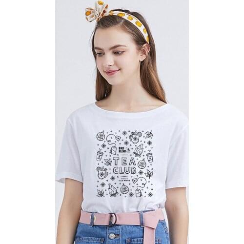 Women Clothing Shirts 2020 Summer Casual Painting Women Printed T-shirt Harajuku Ulzzang Short Sleeve Round Neck Basic Tees