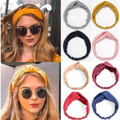 2021 Women Knitted Cross Hair Bands Wash Headband Elastic Headband Sports Solid Color Headband for Girl Fashion Hair Accessories