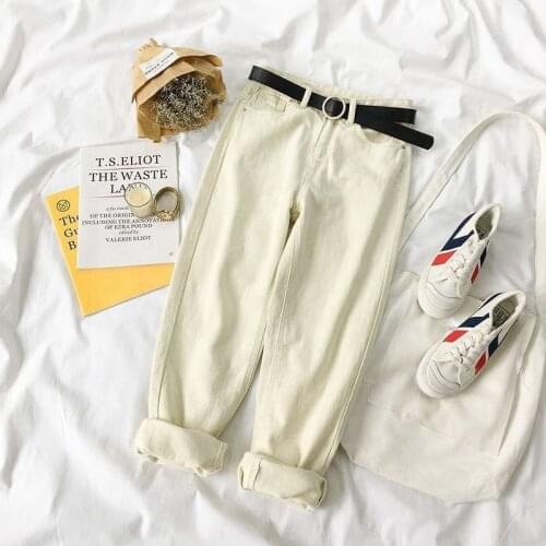 Jeans Women High Waist 2021 Autumn Vintage Straight Solid Boyfriend Mom Denim Jeans with Sashes Loose Oversized Street Jeans