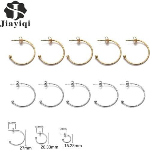 10Pcs Stainless Steel Half Circle Open Hoop Earrings for Women Girls Semicircle Shape Ear Hoop DIY Jewelry Earrings Gifts