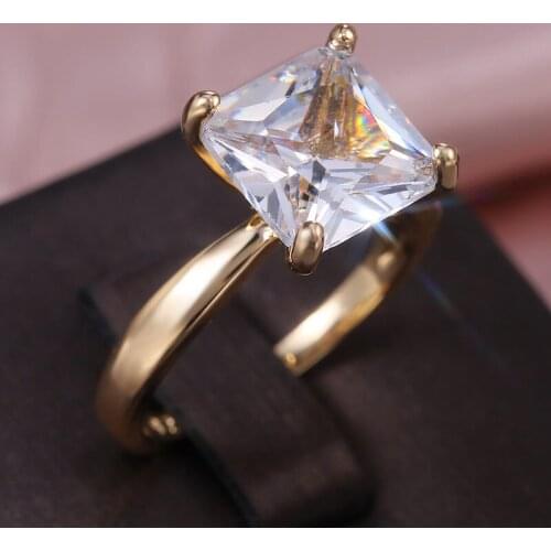 CAOSHI Classic Style Square Cut Cubic Zirconia Rings for Women Engagement Wedding Jewelry Valentines Day Gift Drop Shipping