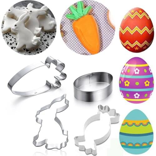 1/3/6Pcs Rabbit/Radish/Egg/Candy Shape Easter Cookies Cutter Biscuit Mould Cake Mold Stainless Steel Kitchen Baking Pastry Tools