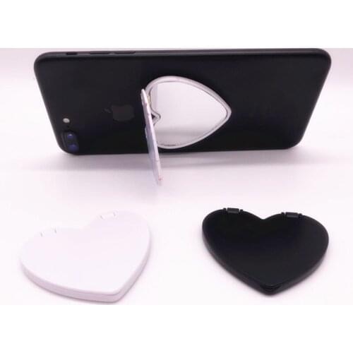 1pcs heart shape blank white/black Mirrors mobile phone folding stretch bracket Phone Holder Finger Ring Phone Holder