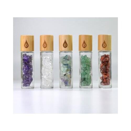 15ML bamboo lid Clear Roller Bottle Essential Oils Refillable Perfume Bottle Deodorant Containers Glass Empty Fragrance Bottle