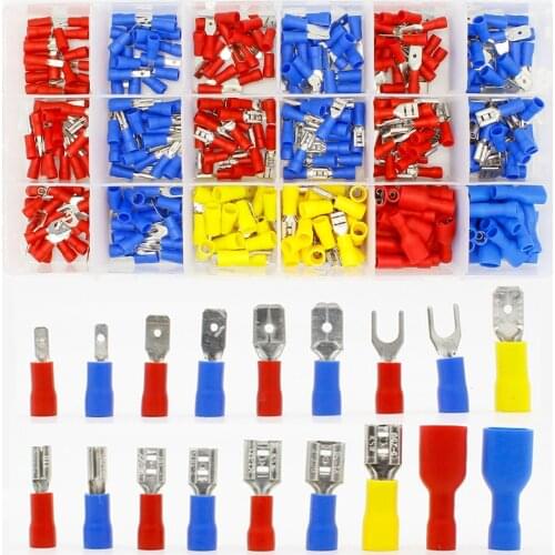 360pcs Assorted Full Insulated Fork U-type Set Terminals Connectors Assortment Kit Electrical Crimp Spade Ring
