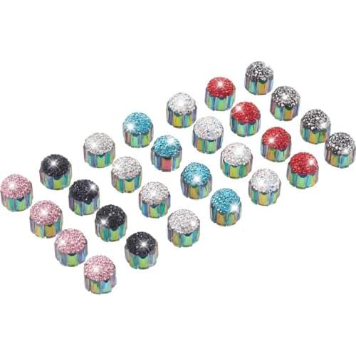 4pcs Colorful Bling Rhinestones Car Tire Valve Stem Caps Tyre Air Dust Caps Truck Bicycle Wheel Auto Valve Cap