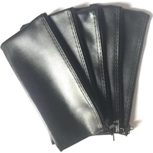 5pc Professional Wired Microphone Holder Leather Case With Zipper For Shure Microphone Bag Accessories or Cable 23*11 cm