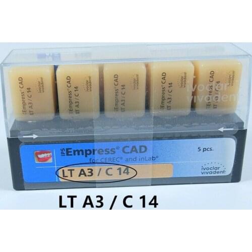 5Pcs/Pack Dental CEREC Ivoclar Vivadent IPS Empress CAD Porcelain Blocks LT A3 C14 Crowns